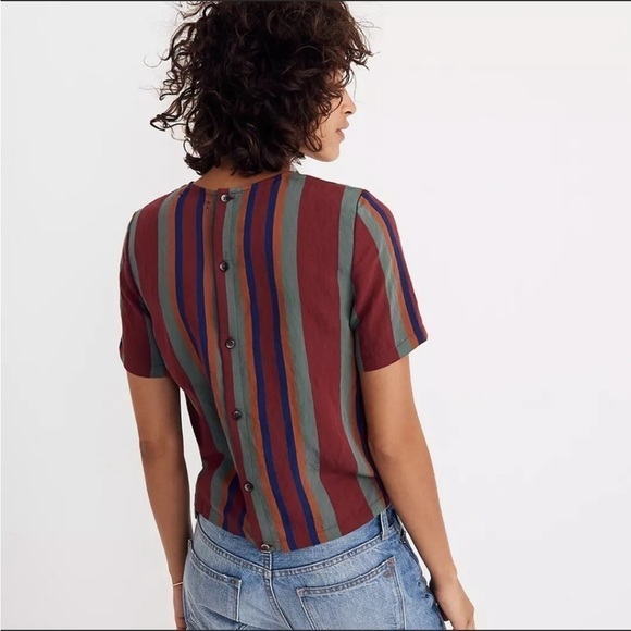 Madewell Button Back Striped Tee | Size XS - Picture 2 of 7